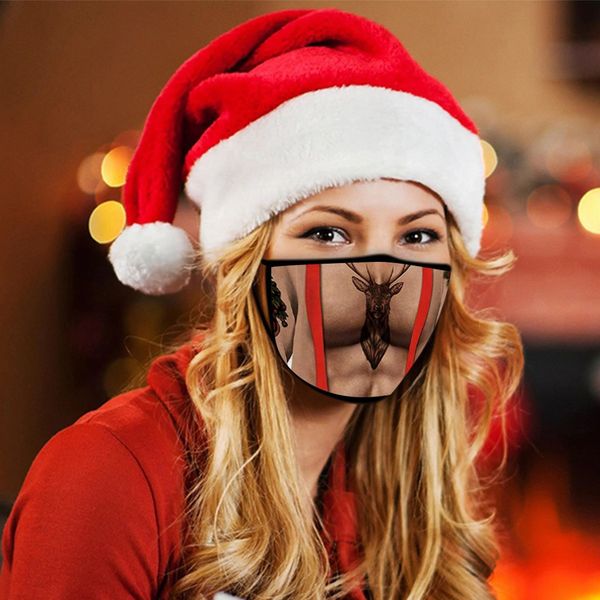

2021 последняя защита unisex новая печать рождество дышащий 1pc смешные обложки повторное использование маски рот caps ветрозащитный face sh