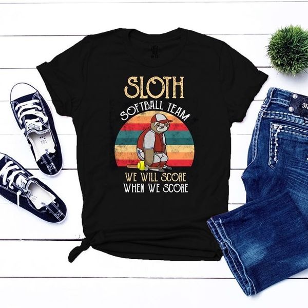 

vintage cute sloth softball team we will score when we score funny hoodie designers t shirts sweatshirt