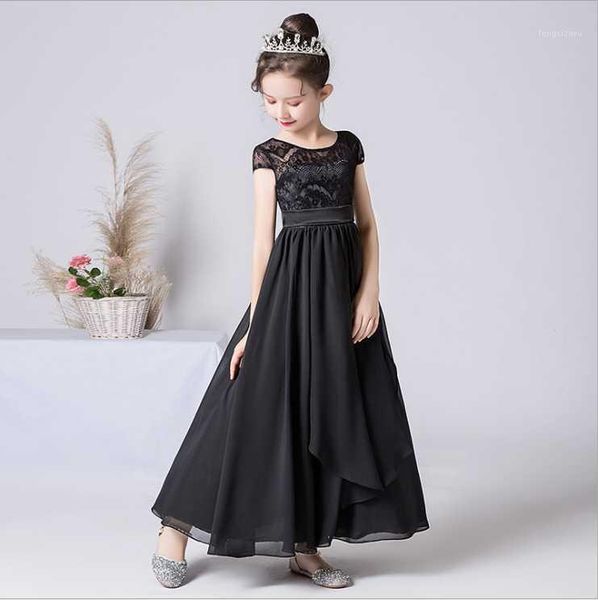 

girl's dresses black junior bridesmaid girls formal chiffon lace princess gown party dress for girl first communion, Red;yellow