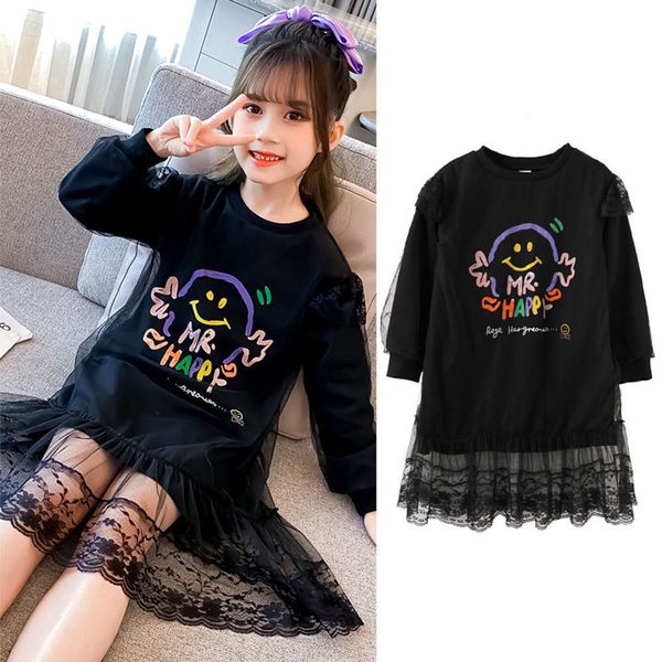 

2020 new girls' korean version children's autumn drs gauze little girl long sve princs skirt, Red;yellow