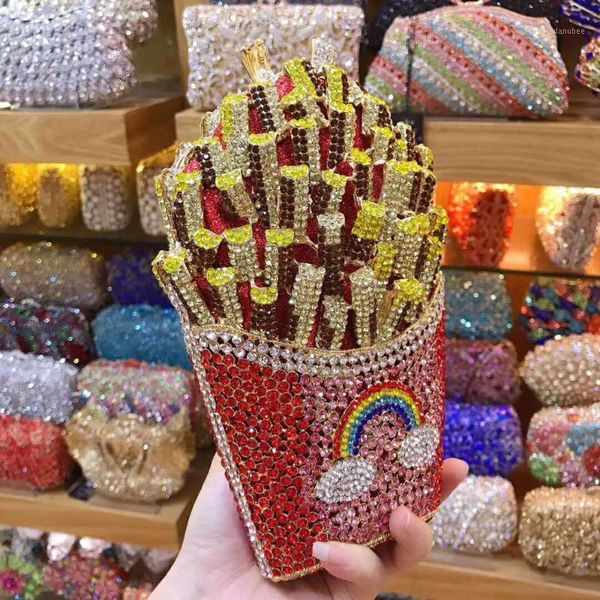 

evening bags xiyuan french fries shape crystal diamond clutch small purse for wedding/party/cocktail bag bridal gift handbag wallet1