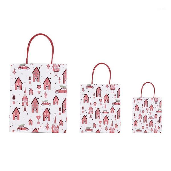 

3pcs festival bag hand bag gift christmas kraft paper for candy decor1