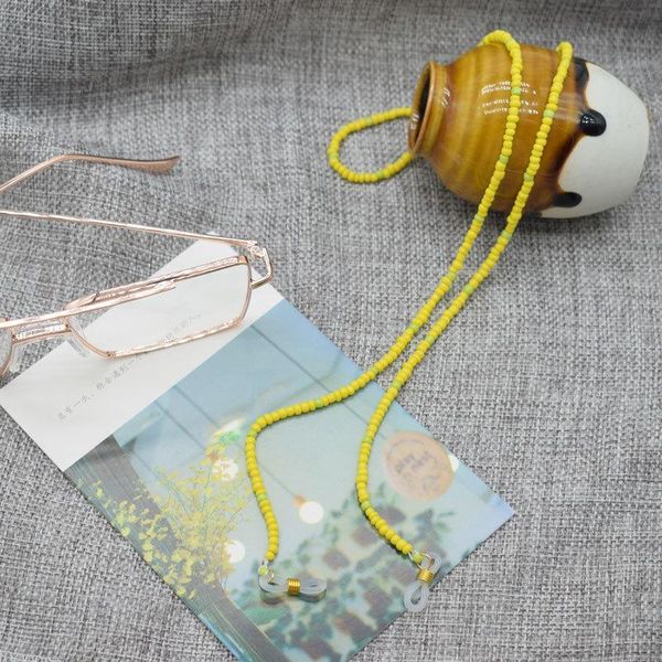 

handmade chic fashion reading glasses chain for women sunglasses cords casual yellow rice beads eyeglass chain for glasses women h bbyeto