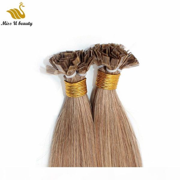 

golden blonde pre-bonded hair extensions kertain flat tip hair bundles cuticle aligned human hair 1g strands 100g a pack, Black