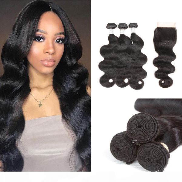 

9a peruvian brazilian raw indian hair cuticle aligned hair body wave remy human hair wave closure dhgate, Black
