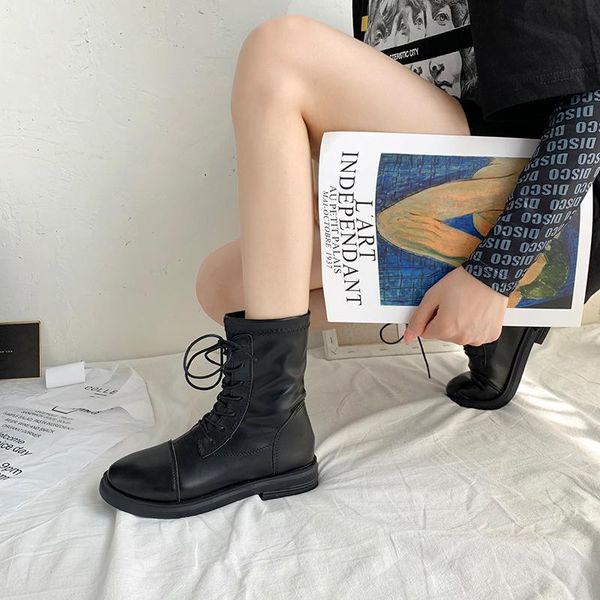 

white ankle boots women's rubber shoes rain flat heel booties ladies luxury designer lace up low heels booties boots-women, Black