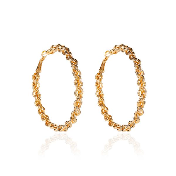 

20pairs/lot european large circle twist earrings hoop alloy round weaving stud earring women business party gold ear drop ornaments, Golden;silver