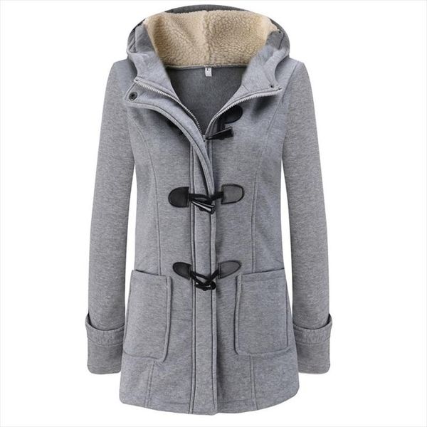 

autumn women wool blend duffle coat overcoat ladies hooded collar long sleeve jacket coat slim fit zipper outwear yf1580008090, Black