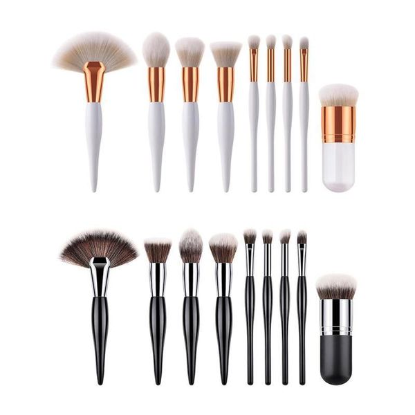 

9pcs/set creative brushes soft hair wood handle eye shadow fan flat shape makeup brushes set kit makeup accessories tools