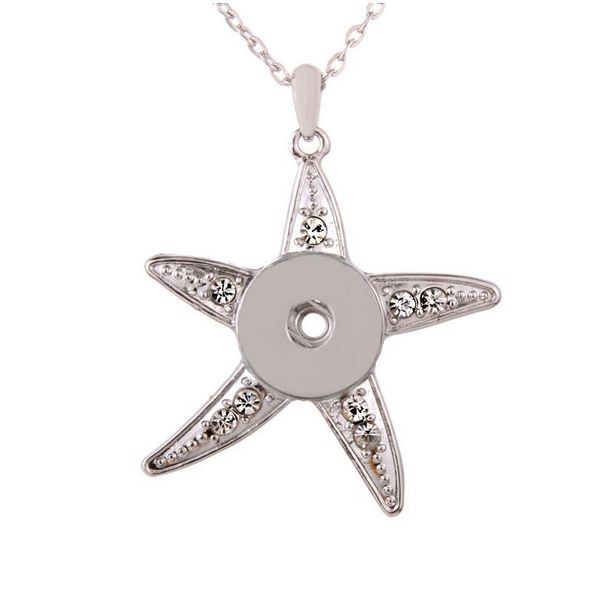 

2019 new snap jewelry crystal starfish snap button necklace for women fit 18mm 20mm snap buttons jewelry snaps n jllxja, Silver