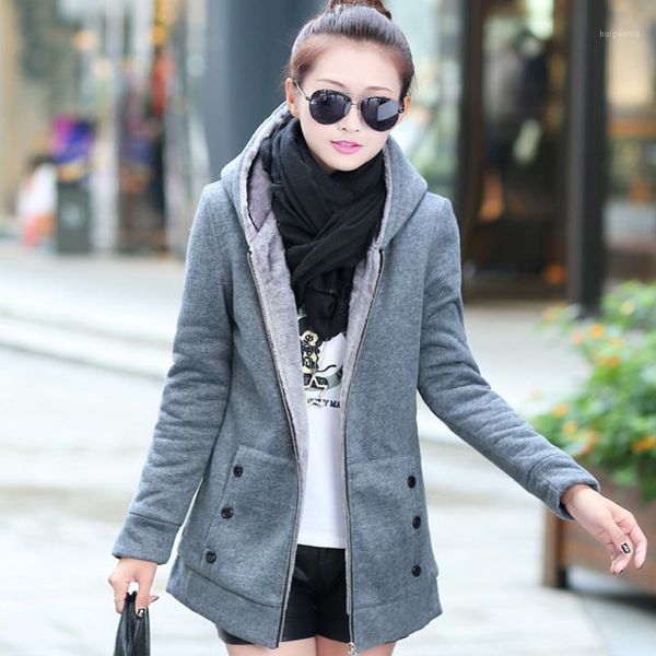 

kenancy new fall winter women coat thick velvet hoodies sweatshirt casual long sleeve hoodies female outwear winter warm jacket1, Black;brown