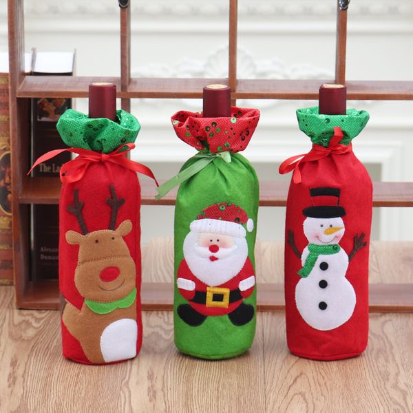 

cover home bottle 13*32cm bags red wine party santa claus packaging merry christmas decoration bh244