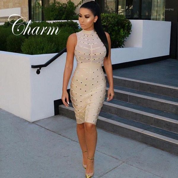 

wholesale- new beige red black olive beading mesh women dresses 2016 bandage dress high neck celebrity party bodycon dress1, White;black