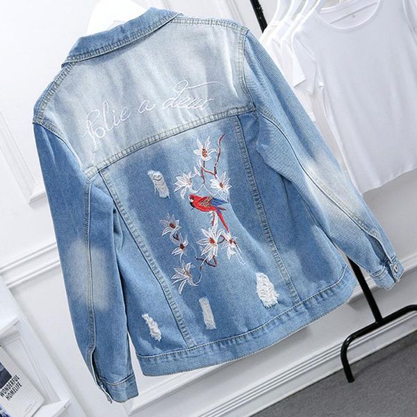 

plus size denim coats women clothes jean coats streetwear vintage flower embroidery jackets women fat mm lady jackets 2021, Black;brown