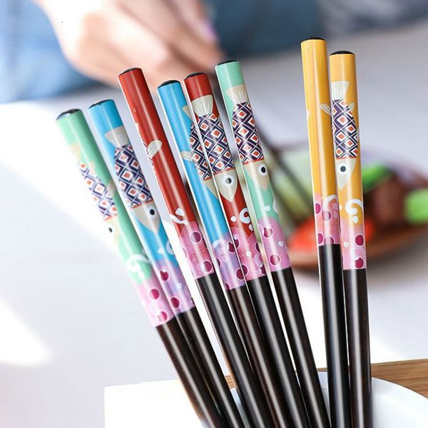 

new small fish chopsticks japanese-style diamond wood thermal transfer chopstick chop sticks pointed household gift