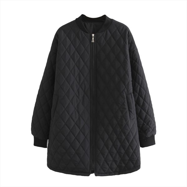 

зимняя одежда для женщин плюс размером полного рукава антистатической молнии длинной parka куртка женщины женщины пальто, Black