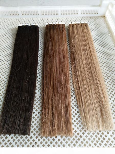 

lummy tape hair extensions 12"-26" 2.5g pc 40pcs 100g silk straight indian hair skin weft remy tape human hair extensions, Black