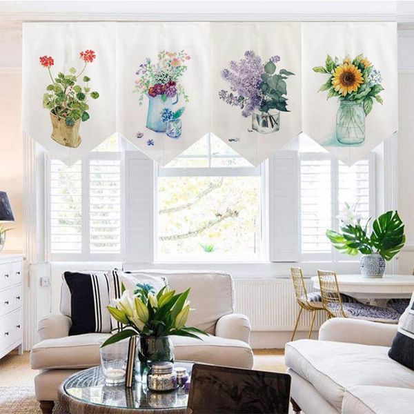 

japanese hanging curtain linen door screen flower plant pattem decorative sushi shop kitchen noren wind curtains