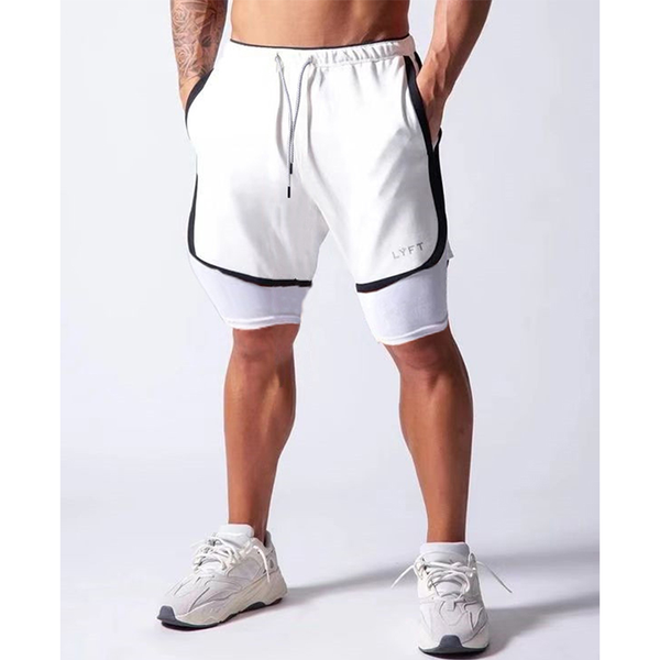 

jogging running shorts men's gym fitness training white sports shorts summer straight large size men's pants, White;black