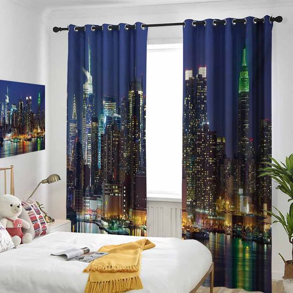 

thermal insulated room darkening window shade nyc midtown skyline in evening skyscrapers amazing metropolis city states p curtain