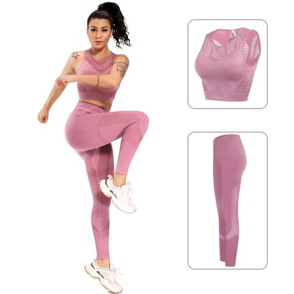 

sports suits women gym clothing seamless 2pcs fitness set sportswear quick-dry yoga sets sport bra leggings elastic workout suit kg-295, White;red