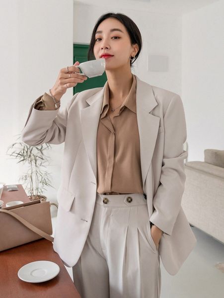 

dazy lapel neck button front blazer x9lc#, White;black