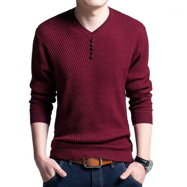 

men's sweaters 2021 men knitted botton solid knitwears young middle-aged korean slim v-neck long sleeve shirt casual pullover 1, White;black