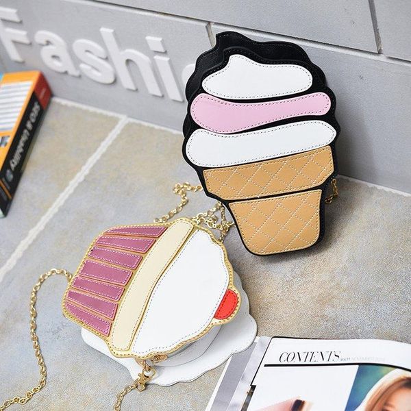 

cute ice cream cupcake women bag pu leather small chain clutch girl messenger crossbody shoulder bags female purse handbags