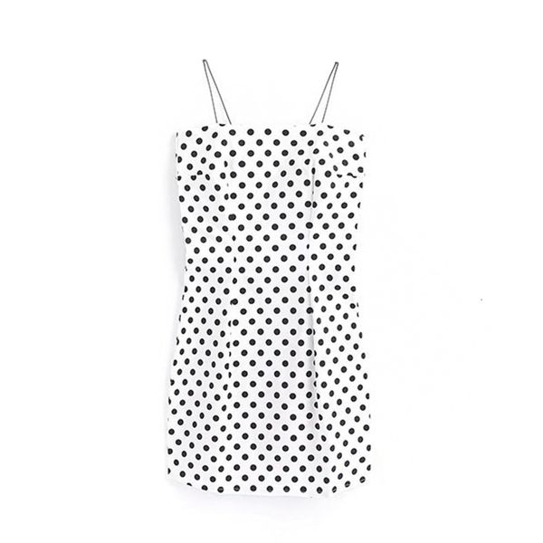 

2021 new winter dot polka fashion dress in sleeveless spaghetti belts designed vintage thin fabric bs3v, Black;gray