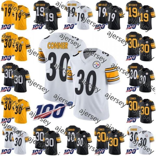 

pittsburgh steelers men #19 juju smith schuster 30 james conner team color women youth nfl 100th season limited jersey, Black;red