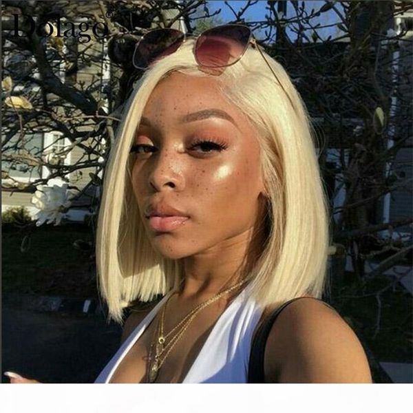 

613 blonde full lace bob wigs human hair straight virgin brazilian hair pre plucked glueless colorful blonde lace front wigs short bob, Black;brown