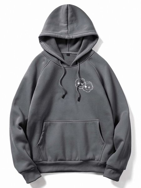 

romwe guys graphic print drawstring hoodie q8ac#, Black