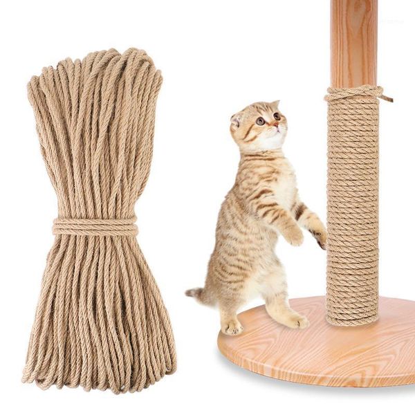 

20m/50m/100m cat climbing frame desk legs binding rope for cat sharpen claw diy scratching post toy natural sisal rope twine1, Black;white