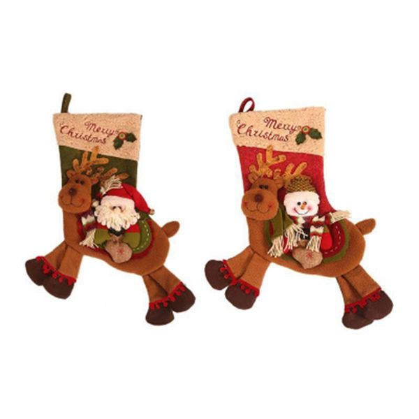 

2 piece set christmas socks gift bag christmas decoration riding deer socks gift candy