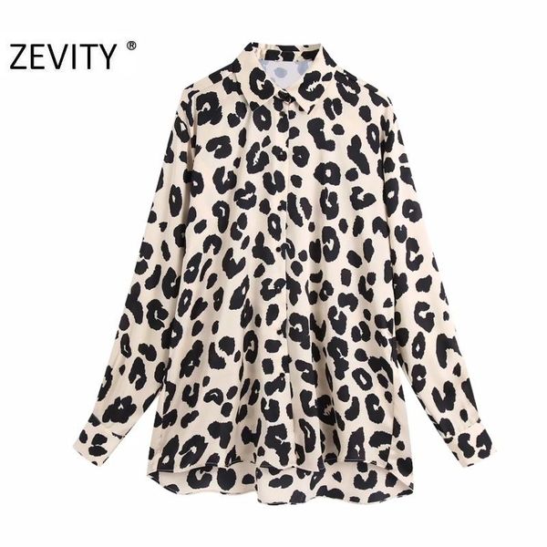 

women's blouses & shirts zevity women fashion leopard printing casual smock blouse office ladies long sleeve business chic chemise ls7, White