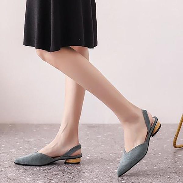 

woman pointed summer sandals toe band shoes female solid ladies low heels women elastic women's slingbacks breathable footwear1, Black