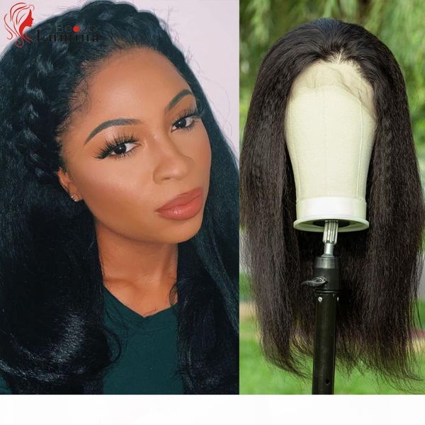 

inky straight wig 4x4 lace front human hair wigs for women pre plucked with baby hair brazilian yaki straight human wig curly, Black;brown