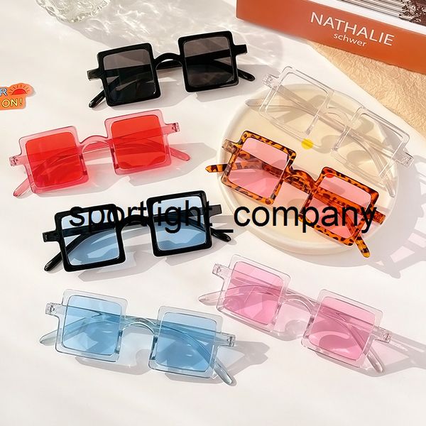 

2022 children cute vintage square sunglasses boys girls leopard punk sunglasses children shades uv400 kids polarized sunglasses, Blue