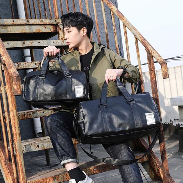 

outdoor bags pu leather gym bag travel luggage shoulder dry wet outoor sports fitness training yoga tote handbags traveling x505d