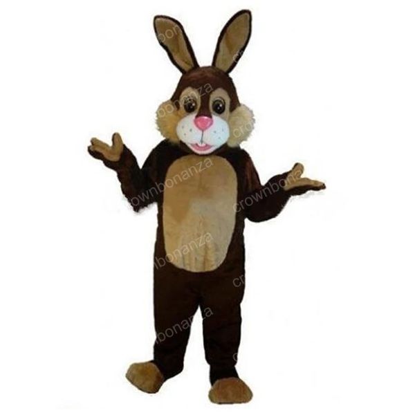 Costume da mascotte di coniglio marrone di Halloween Abiti da personaggio dei cartoni animati di alta qualità Taglia per adulti Abito da esterno per festa di compleanno di carnevale di Natale