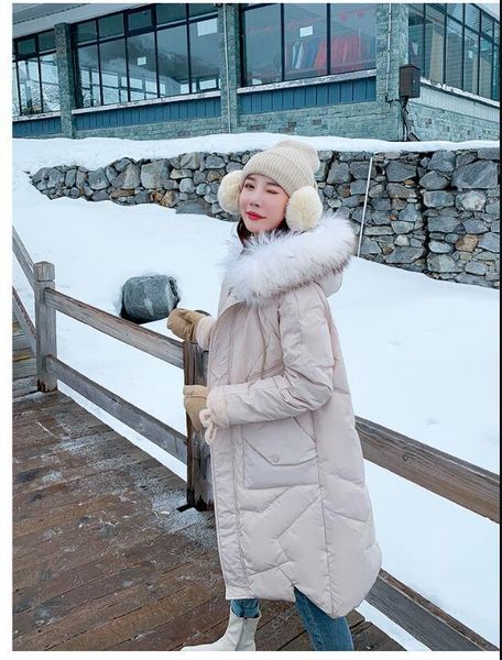 

winter dress, 2019 new product, cotton padded coat, big hair collar, long style, multi-function
