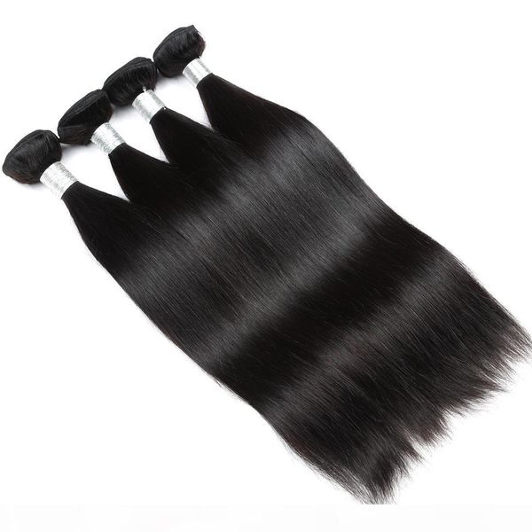 

12a straight raw human hair 4bundles brazilian peruvian malaysian indian hair extensions, Black