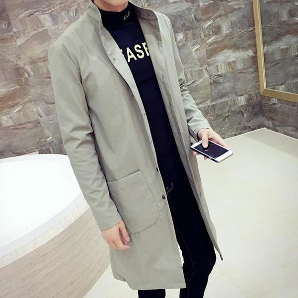 

big size xxxl men's trench coats england man's single-breasted long pea coat trench slim fit classic trenchcoat in men's, Tan;black