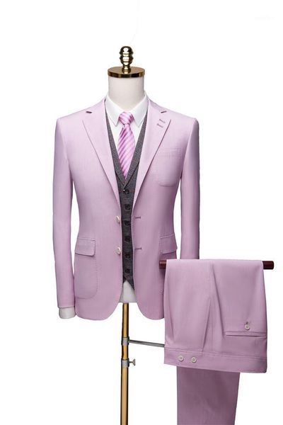 

wedding men suits pink groom wear tuxedos groomsmen 3 pcs (jacket+pants+vest) formal business suit for men custom made1, White;black