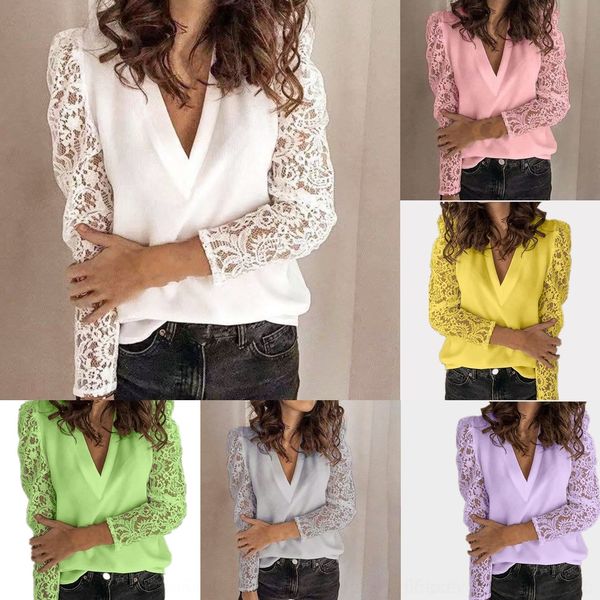 

ji7fm slim new lace long sleeve slim base shirtclothing women's wear 2020 new stitching stitching long sleeve 2020 base shirt lace shir, White;black