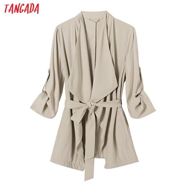 

tangada women solid oversized trench coat 2020 autumn fashion elegant ladies high street loose outwear 4h03, Black;brown