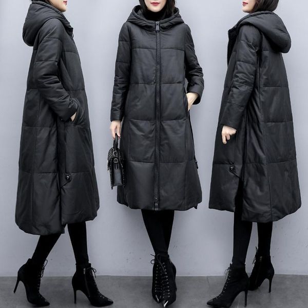 

2020 new women winter coated style cato loose effects jacket korean jas fat female a-line coat a149 long parka oversized dkphn, Black