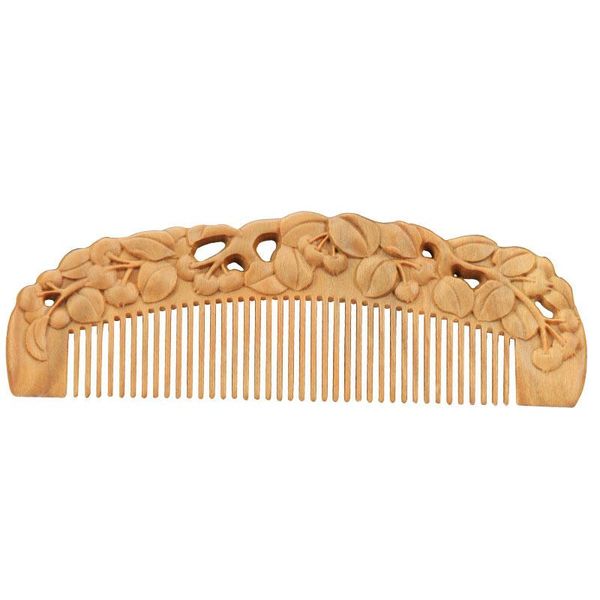 

hair brushes natural green sandalwood comb engraved peach wood healthy massage anti-static care tool beauty accessories, Silver
