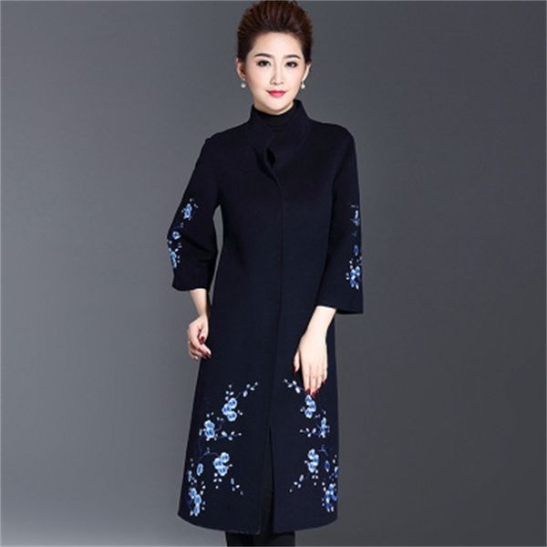 

2021 new wool jacket plus size print women's jackets long female winter coat mujer invierno kj440 3lbp, Black;brown