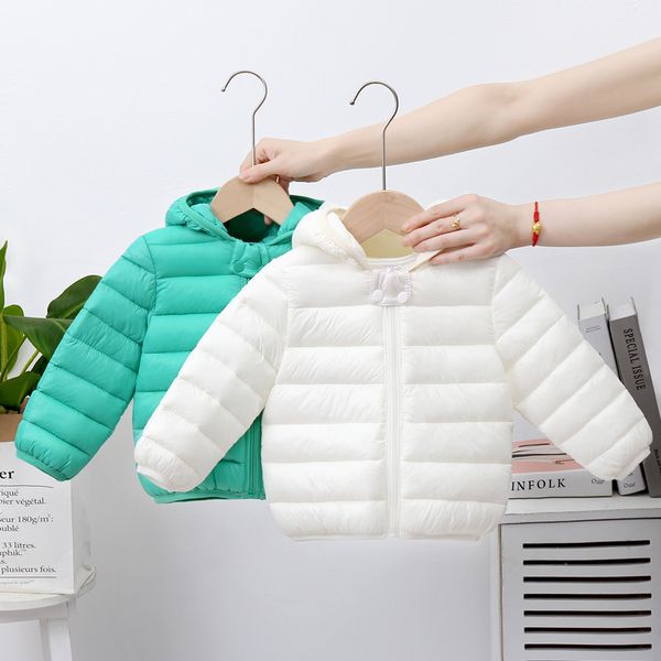 

hipac children's clothing baby autumn winter coat boy girl toddler infant kids cotton down jacket candy-colored hooded jacket lj201128, Blue;gray